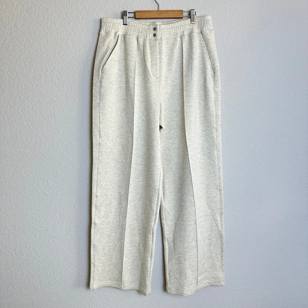 Spanx Brushed AirEssentials Straight‎ Leg Pants Heather Cream 50887R Womens XL - Picture 2 of 9